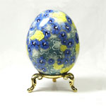 Art Egg with Blue Hibiscus and Yellow Roses Art Egg with Blue Hibiscus and Yellow Roses