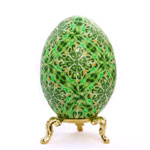 Large Green Intricate Kaleidoscoping Pattern Art Egg