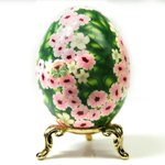 Pink Petunias and Butterflies Art Egg