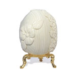 Carved Flowers Ivory Art Egg