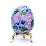 Lacey White and Pink With Blue Pansies Art Egg