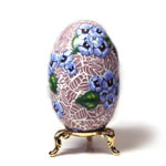 Blue Pansies on Dusty Rose Art Egg